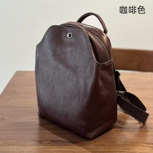 植鞣皮簡約旅行背包 通勤大容量真皮後背包  女生頭層牛皮百搭時尚雙肩包軟皮休閒書包推薦