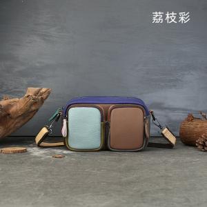 真皮編織拼色相機包 大容量多卡位單肩斜挎包編織包 熱賣款女生腰包生意老闆包推薦