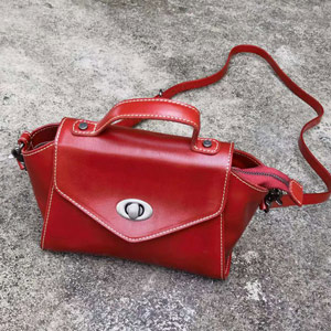 新款植鞣皮女包 樹膏皮時尚撞色單肩包 復古頭層牛皮斜挎包 休閒女式斜背包推薦