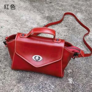 新款植鞣皮女包 樹膏皮時尚撞色單肩包 復古頭層牛皮斜挎包 休閒女式斜背包推薦