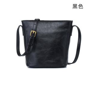 植鞣牛皮簡約復古水桶包 真皮百搭休閒單肩背包 高級感斜挎包女包斜背包推薦