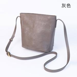 植鞣牛皮簡約復古水桶包 真皮百搭休閒單肩背包 高級感斜挎包女包斜背包推薦