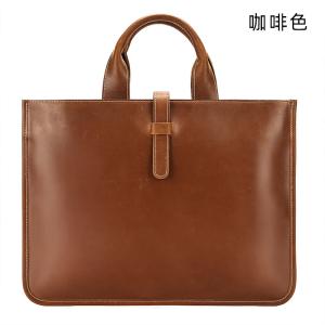 大小號瘋馬皮男士手提包 橫款男包公文包 英倫復古頭層牛皮文件袋 新款公事包推薦