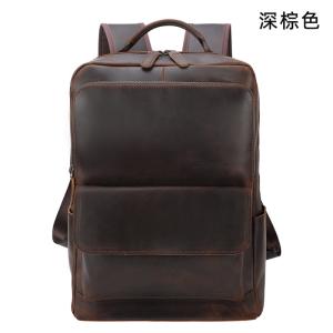 真皮後背包 瘋馬皮戶外可掛行李箱包旅行背包 新款通勤15.6吋電腦背包 復古頭層牛皮雙肩包推薦