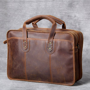 復古手工瘋馬皮公事包 植鞣皮手提包電腦包 真皮男士手提包斜挎大容量多功能商務公文包推薦