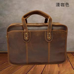 復古手工瘋馬皮公事包 植鞣皮手提包電腦包 真皮男士手提包斜挎大容量多功能商務公文包推薦