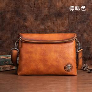 頭層樹膏牛皮男士商務斜挎包 植鞣皮斜背包側背包 復古男士單肩背包休閑背包推薦
