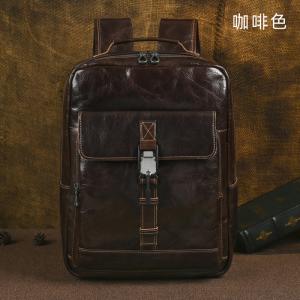 新款復古真皮電腦雙肩包 男款休閒旅行植鞣皮後背包 高級感男士雙肩背包旅行包推薦