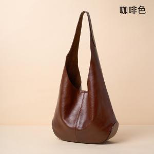 真皮腋下包 頭層樹膏植鞣牛皮托特包 時尚慵懶風大容量手袋女包 高級感單肩包推薦