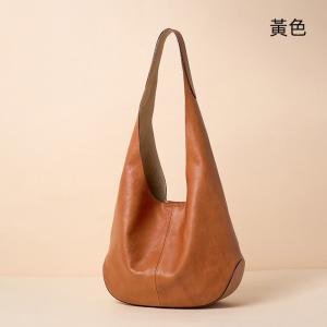 真皮腋下包 頭層樹膏植鞣牛皮托特包 時尚慵懶風大容量手袋女包 高級感單肩包推薦