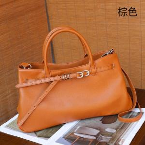 復古頭層水晶植鞣牛皮斜挎包 女生手提包 真皮大容量托特包女包包 新款單肩背包推薦