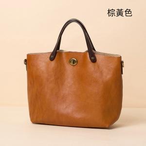 新款頭層樹膏植鞣牛皮手提包 復古時尚真皮女包斜背包 大容量手袋單肩背包 斜挎包包推薦