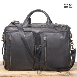 多功能後背包手提包 頭層牛皮17吋電腦包 高級感真皮男士雙肩背包 旅遊商務單肩斜挎包推薦