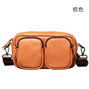 新款男士真皮單肩包 頭層牛皮休閒旅行小背包 時尚百搭斜挎包 潮包腰包ipad包包推薦