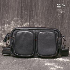 新款男士真皮單肩包 頭層牛皮休閒旅行小背包 時尚百搭斜挎包 潮包腰包ipad包包推薦