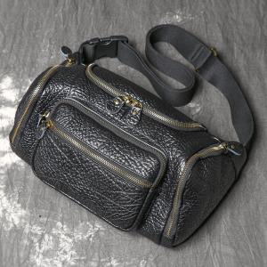 野牛皮單肩斜挎包 大容量牛皮腰包 多功能背包生意老闆包 男包真皮男士胸包斜背包推薦