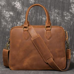 歐美復古真皮男士手提包 瘋馬皮單肩背包斜挎公文包 出差旅行牛皮文件包公事包推薦