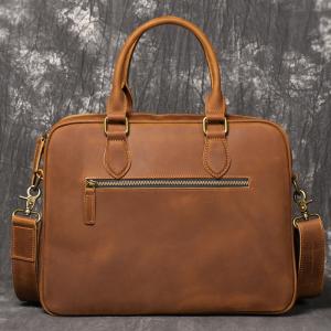 歐美復古真皮男士手提包 瘋馬皮單肩背包斜挎公文包 出差旅行牛皮文件包公事包推薦