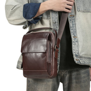 新款歐式休閒斜挎包 油蠟皮男包 復古真皮時尚單肩包頭層牛皮斜背包 純色經典款iPad包包推薦