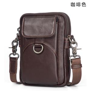 真皮手機包 頭層牛皮單肩斜挎包 新款復古休閒簡約斜背包 時尚軟皮小背包腰包推薦