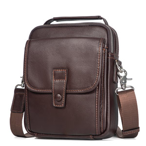 男女適用斜背包 高級真皮單肩包 新款通勤逛街小方包 頭層牛皮實用ipad包包推薦