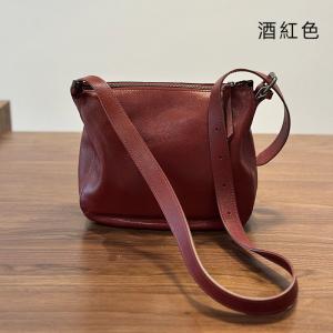 新款日系植鞣牛皮斜挎包 女生休閒風單肩包 真皮包包斜背包側背包 高級感水桶包推薦