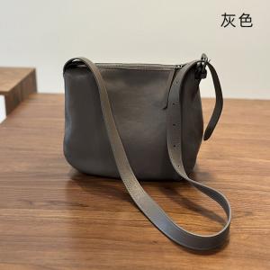 新款日系植鞣牛皮斜挎包 女生休閒風單肩包 真皮包包斜背包側背包 高級感水桶包推薦