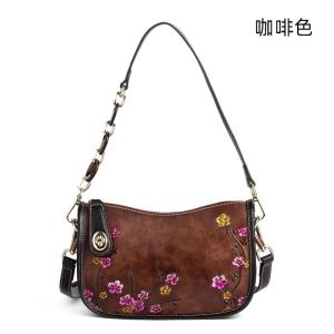 復古腋下包 頭層牛皮時尚簡約單肩包 壓花斜跨包 真皮包包女生新款斜背包推薦