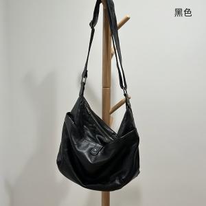 韓版真皮女包 復古軟皮大包包單肩包 女生斜挎包 頭層牛皮百搭跨包 港風休閒包包推薦