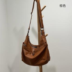 韓版真皮女包 復古軟皮大包包單肩包 女生斜挎包 頭層牛皮百搭跨包 港風休閒包包推薦