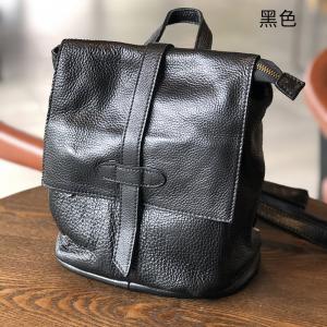 軟皮女生後背包 頭層牛皮雙肩包 復古多口袋真皮旅行背包 簡約休閒文藝手工雙肩背包推薦