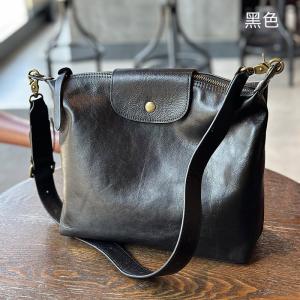 復古植鞣牛皮餃子包 真皮單肩斜挎包 簡約休閒款大容量斜背包 女生包包新款女包推薦