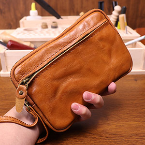 新款做舊手工擦色頭層牛皮手拿包 女士植鞣皮復古零錢包簡約大容量手機包 時尚真皮手抓包推薦