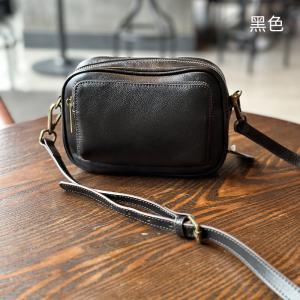 時尚真皮相機包女 新款小方包 頭層牛皮休閒單肩斜挎包 復古植鞣牛皮斜背包推薦