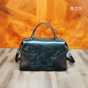 復古手工擦色多用途手提包 頭層牛皮大容量女包 樹膏皮斜跨包 新款真皮單肩背包斜背包推薦