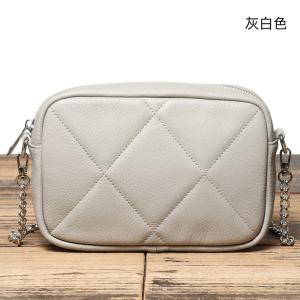 新款菱格鏈條包 頭層牛皮小方包 女生真皮斜挎包 女式簡約休閒單肩包斜背包推薦