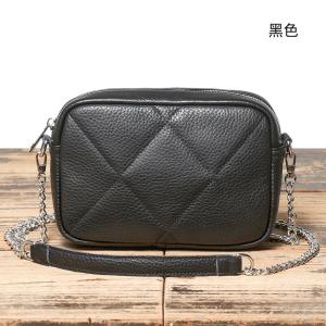 新款菱格鏈條包 頭層牛皮小方包 女生真皮斜挎包 女式簡約休閒單肩包斜背包推薦