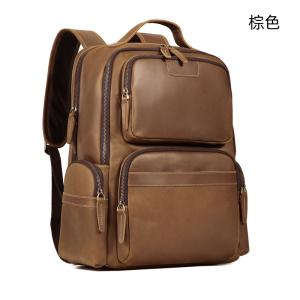 新款頭層牛皮後背包 瘋馬皮商務雙肩包 高檔真皮男士旅行背包 多功能透氣休閒通勤包包旅行包推薦