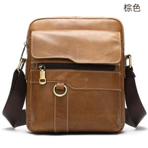復古拉鏈單肩包 商務通勤頭層牛皮斜挎包 男款真皮包包 男士斜挎單肩包斜背包推薦
