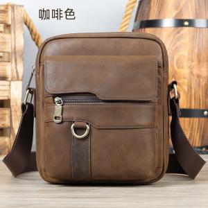 復古拉鏈單肩包 商務通勤頭層牛皮斜挎包 男款真皮包包 男士斜挎單肩包斜背包推薦