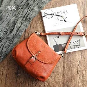 新款復古文藝范女包 手工植鞣皮斜背包 簡約軟皮真皮斜挎包單肩背包側背包推薦