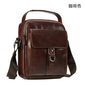 男士真皮斜挎包 油蠟皮休閒通勤豎款單肩包 頭層牛皮包包 休閒百搭斜背包手提包推薦