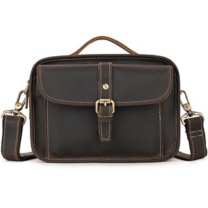 復古瘋馬皮手提包斜背包 頭層牛皮肩背包側背包 男士斜跨包手機包 新款真皮包包推薦