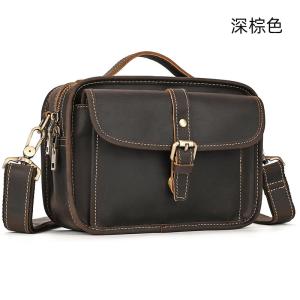 復古瘋馬皮手提包斜背包 頭層牛皮肩背包側背包 男士斜跨包手機包 新款真皮包包推薦
