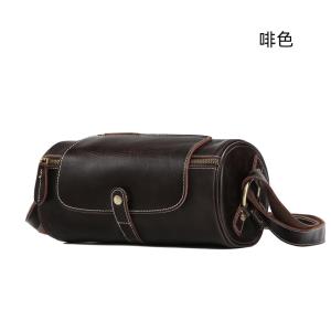 新款蓋頭圓筒包 復古真皮男士斜挎包 戶外休閒大容量男包胞包肩背包 耐磨實用斜背包推薦