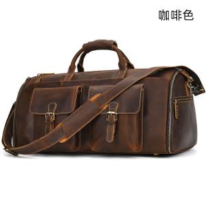 復古大容量旅行包運動健身包 瘋馬皮手提包手袋 頭層牛皮行李箱包 真皮斜背旅行袋推薦