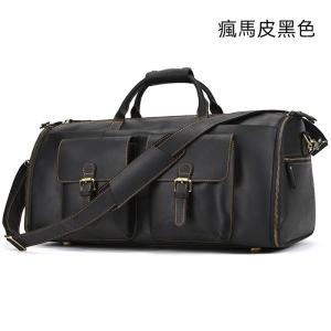 復古大容量旅行包運動健身包 瘋馬皮手提包手袋 頭層牛皮行李箱包 真皮斜背旅行袋推薦