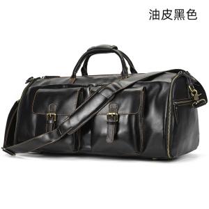 復古大容量旅行包運動健身包 瘋馬皮手提包手袋 頭層牛皮行李箱包 真皮斜背旅行袋推薦