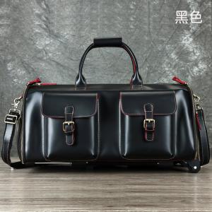 帶滑輪瘋馬皮旅行包 男式拉杆箱旅行手袋 頭層牛皮西裝包手提包帶鞋倉商務出差行李包推薦