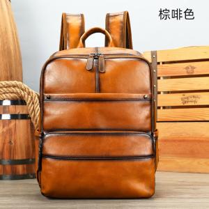 真皮男士後背包 高級感大容量擦色植鞣皮旅行包 男士頭層牛皮雙肩包 16吋筆電背包潮包推薦